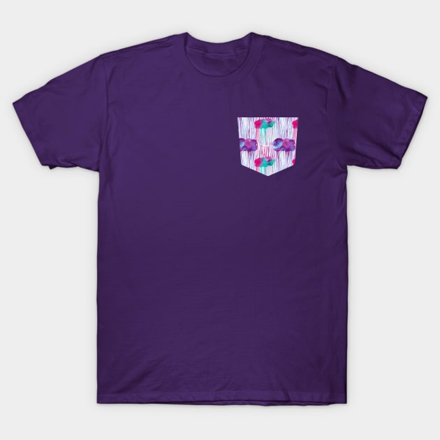 Pocket - RAINING CLOUDS CYAN MAGENTA T-Shirt by ninoladesign